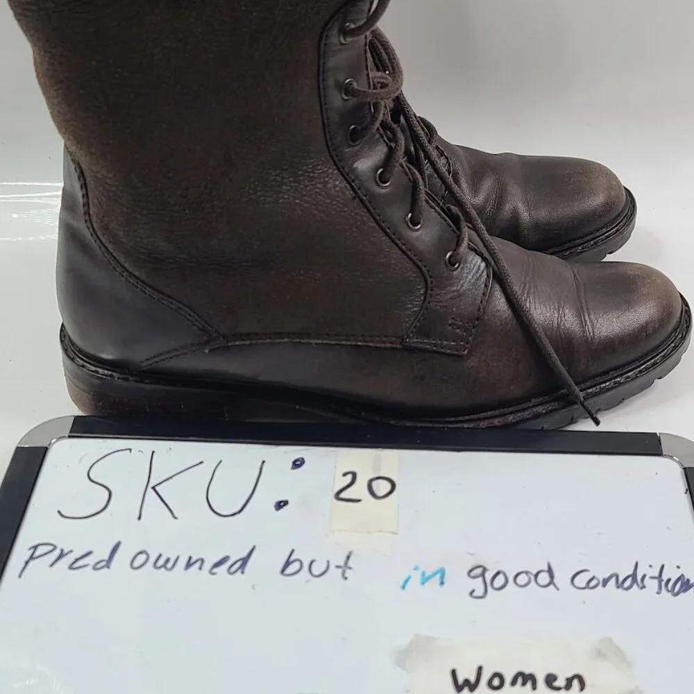 Santana Canada Women Brown Jenny‎ Leather Lace Up Ankle Winter Boots Size 7.5M